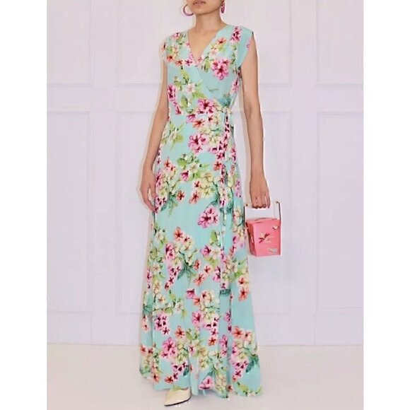 Yumi Kim Plunge Neck Silk Maxi Dress Ombre Floral Print XS - Picture 1 of 10